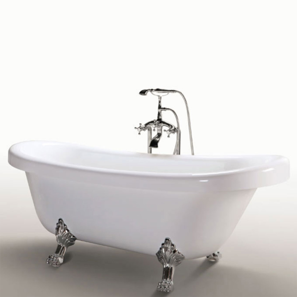 Vintage Freestanding Bathtub white + floor-standing faucet – Margherita