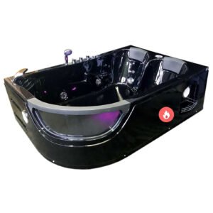 Whirlpool Bathtub black 71.6″ X 48″ hot tub double pump with Heater – Orion