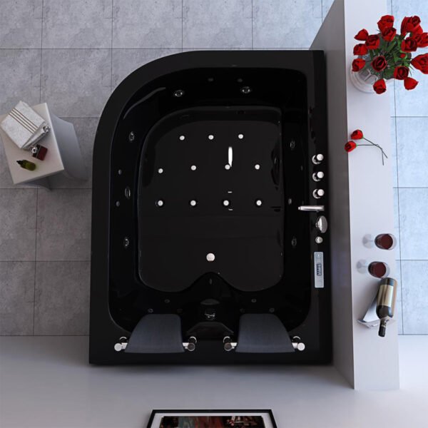 Whirlpool bathtub black 70.8″ x 47.2″ hot tub with Heater – Pompei - Image 2