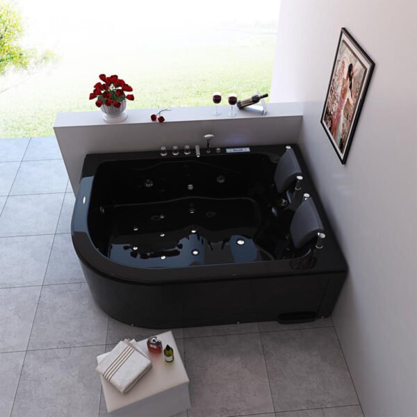 Whirlpool bathtub black 70.8″ x 47.2″ hot tub with Heater – Pompei - Image 3