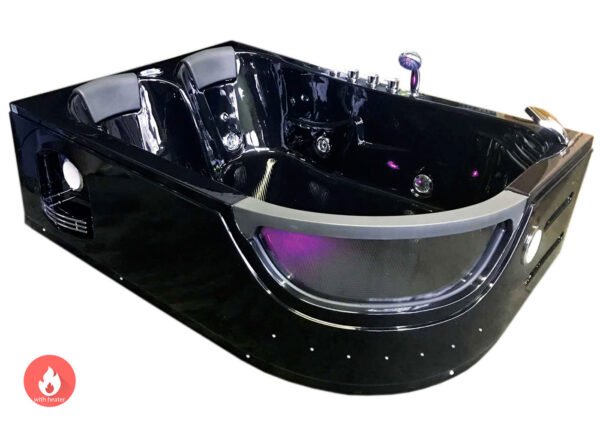 Whirlpool Bathtub black 71.6″ X 48″ hot tub double pump and Heater- Pegaso - Image 2