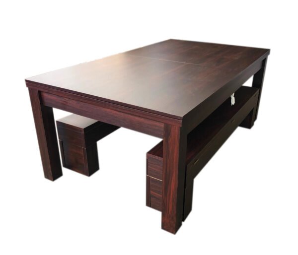 Pool Table 7′ feet blue and Dinner Table with Benches – Rich Blue - Image 3